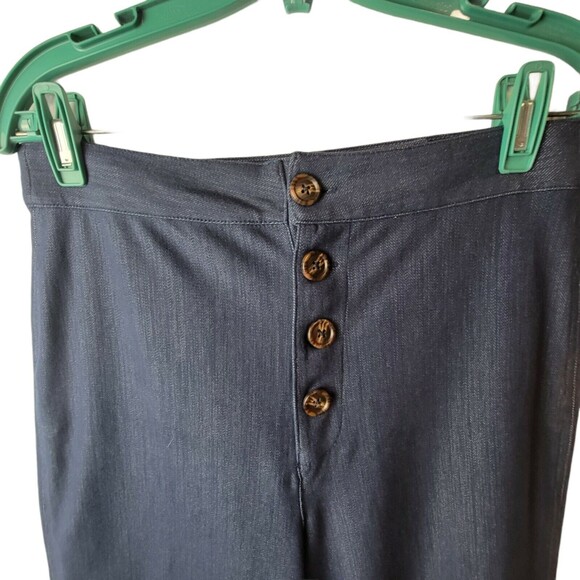 High Waisted Button Fly Wide Leg Stretch Jeans Pants Cropped MEDIUM Agnes & Dora - Picture 4 of 5